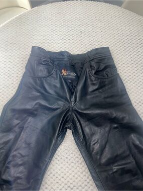 New Xelement Men's Classic Black Fitted Leather Motorcycle Pants 34